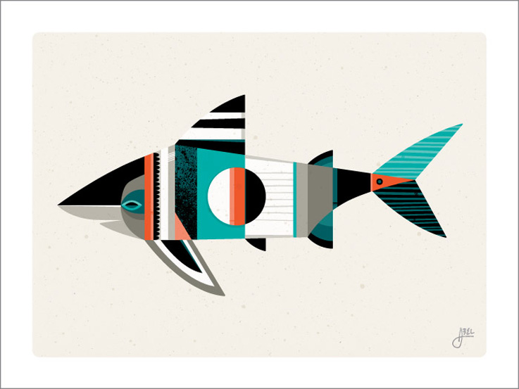 Shark Print by Erik Abel