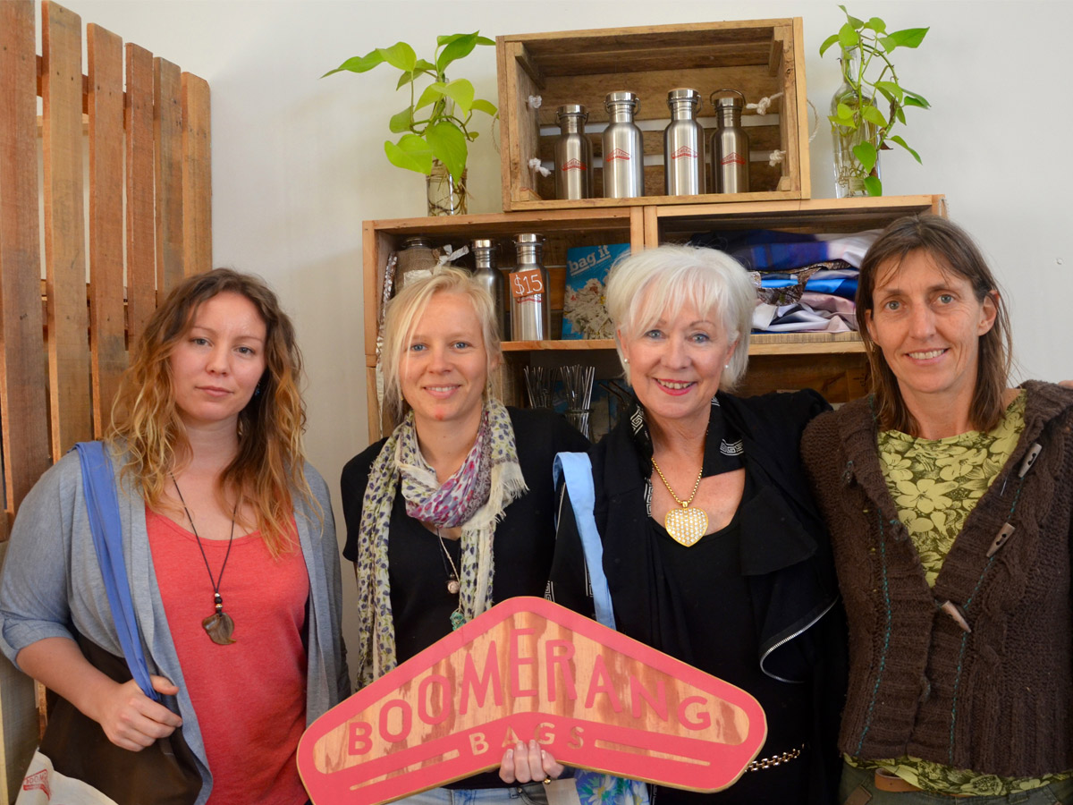 L-R:Gabrielle Beaumont, Jordyn de Boer, Denise Quintal (EcoNorfolk) & Tania Potts (Co-founder)